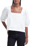 Barbour Macy Textured Cotton Puff Sleeve Top In White