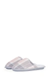 Barbour Maddie Faux Fur Lined Mule Slipper In Recycled Pink/grey Tartan