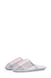 Barbour Maddie Faux Fur Lined Mule Slipper In Recycled Pink/grey Tartan