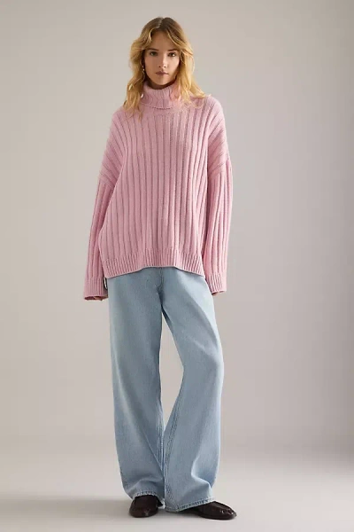 Barbour Maeve Roll-neck Ribbed Jumper In Pink