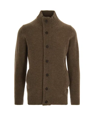 Barbour Maglia Essential Patch Zip Marrone In Brown