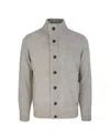 Barbour Fine Knit Wool Zip-through Sweater With High Neck And Button Closure In St16