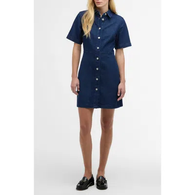 Barbour Maia Button-up Denim Mini Shirtdress In Blue