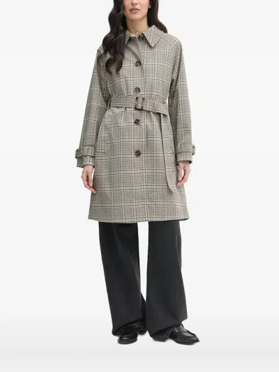 Barbour Maia Check-pattern Trench Coat In Neutral