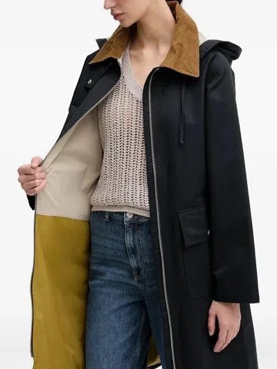 Barbour Maia Hooded Corduroy-collar Coat In Black