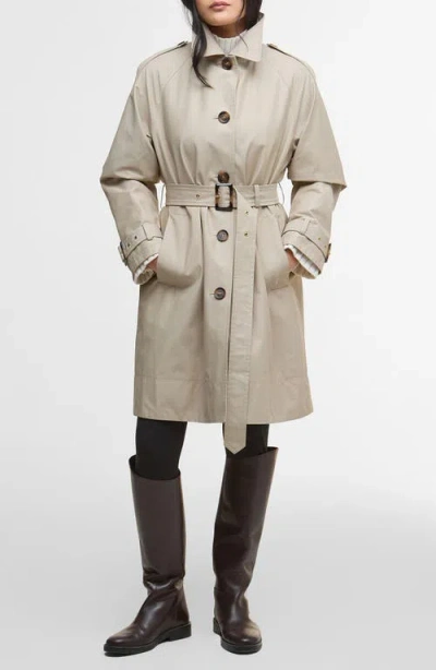 Barbour Maia Water Repellent Cotton & Nylon Trench Coat In Gray