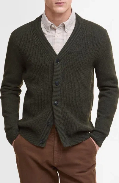 Barbour Mainland Knitted Cardigan In Green