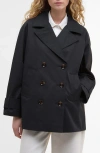 Barbour Maisy Showerproof Double Breasted Jacket In Black Safari Tartan