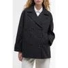 Barbour Maisy Showerproof Double Breasted Jacket In Black Safari Tartan
