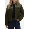 Barbour Malena Faux Shearling Fleece Crop Jacket In Green