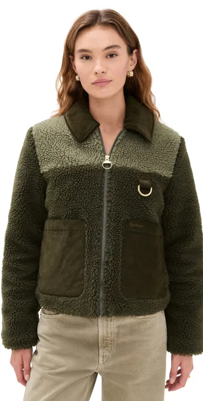 Barbour Malena Fleece Jacket Olive/light Moss In Green