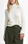 Barbour Malton Basket Texture Turtleneck Sweater In Ecru Beige