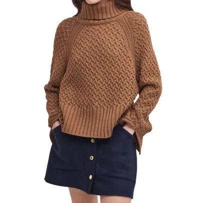 Barbour Malton Knit Jumper Sweater In Old Gold In Brown