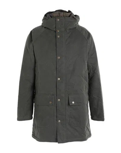 Barbour Man Coat Military Green Size Xxl Cotton, Leather