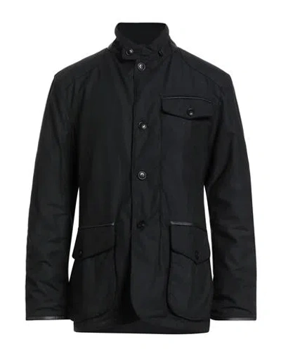 Barbour Man Jacket Black Size L Cotton, Wool In Blue