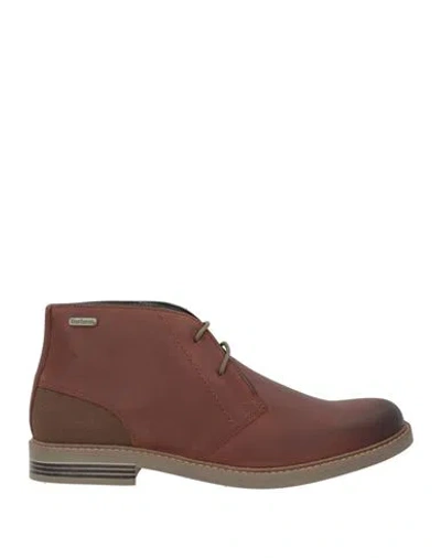 Barbour Man Lace-up Shoes Brown Size 10 Leather, Textile Fibers