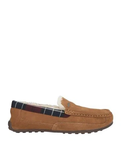 Barbour Man Loafers Camel Size 10 Leather In Brown