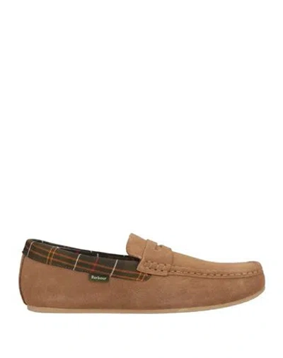 Barbour Man Loafers Camel Size 10 Leather In Brown