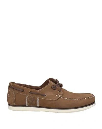 Barbour Man Loafers Khaki Size 8 Leather In Beige
