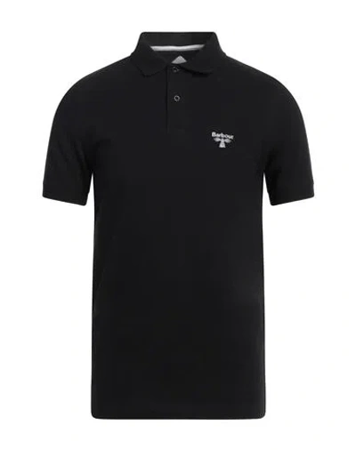 Barbour Man Polo Shirt Black Size M Cotton In Black