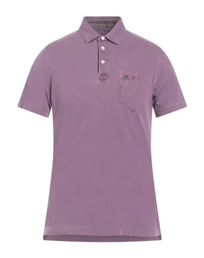 Barbour Man Polo Shirt Mauve Size S Cotton In Purple