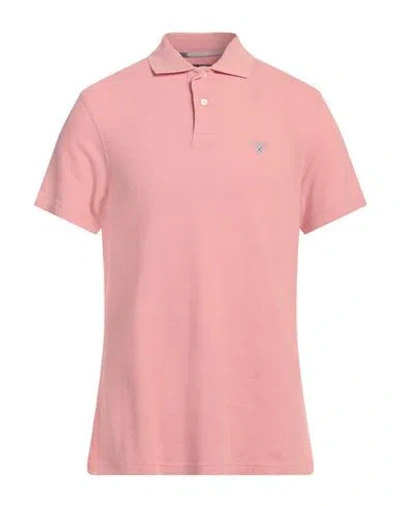 Barbour Man Polo Shirt Pink Size M Cotton, Linen
