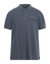 Barbour Man Polo Shirt Slate Blue Size L Cotton In Gray
