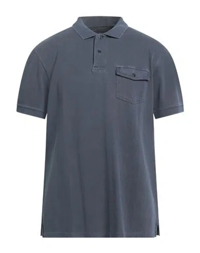 Barbour Man Polo Shirt Slate Blue Size L Cotton In Gray