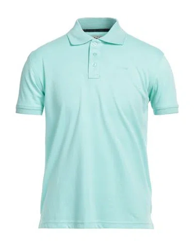 Barbour Man Polo Shirt Turquoise Size L Cotton In Blue