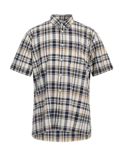 Barbour Man Shirt Blue Size M Linen, Cotton