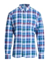 Barbour Man Shirt Blue Size Xl Linen, Cotton In Blue