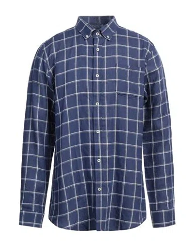 Barbour Man Shirt Navy Size L Linen, Polyester