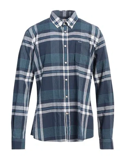 Barbour Man Shirt Navy Size M Linen, Cotton