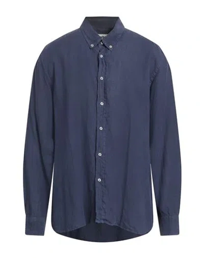 Barbour Man Shirt Navy Size Xl Linen In Blue