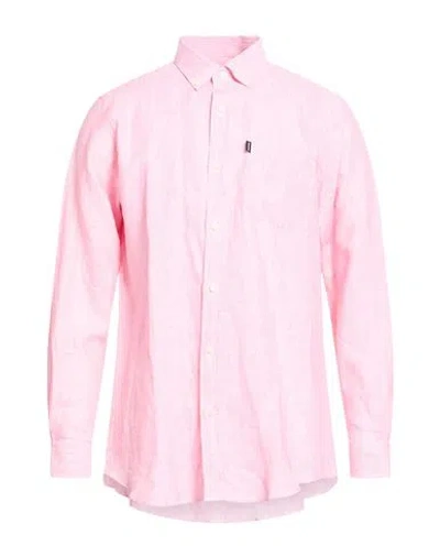 Barbour Man Shirt Pink Size M Linen
