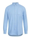 Barbour Man Shirt Slate Blue Size 3xl Cotton In Blue