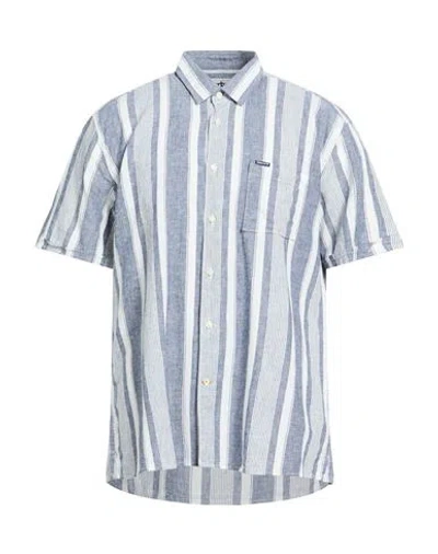 Barbour Man Shirt Slate Blue Size L Linen, Cotton