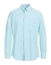 Barbour Man Shirt Turquoise Size L Cotton In Blue