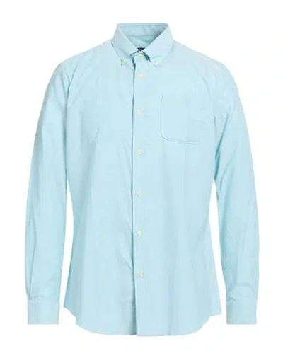 Barbour Man Shirt Turquoise Size L Cotton In Blue