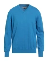 Barbour Man Sweater Azure Size L Pima Cotton In Blue