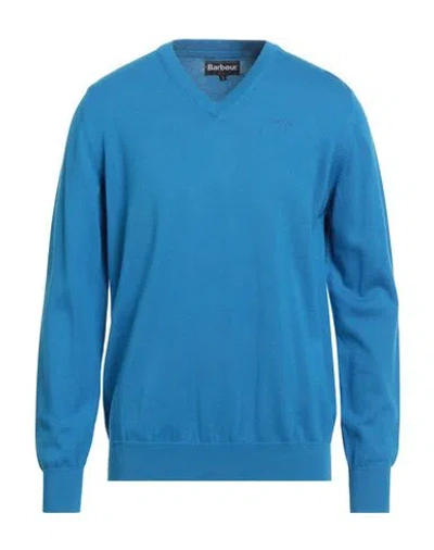 Barbour Man Sweater Azure Size L Pima Cotton In Blue