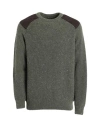Barbour Man Sweater Military Green Size L Wool, Polyamide, Polyester In Green
