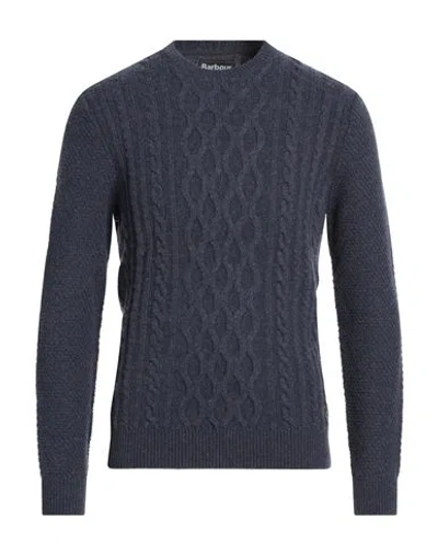 Barbour Man Sweater Navy Size Xxl Wool, Cotton In Blue