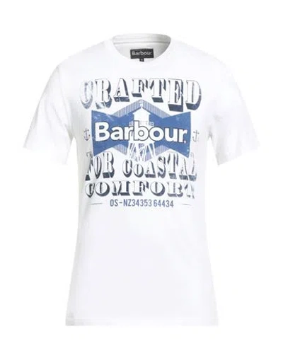 Barbour Man T-shirt White Size M Cotton In Blue