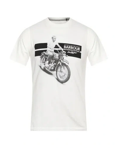 Barbour Man T-shirt White Size Xxl Cotton, Elastane