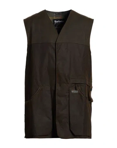 Barbour Man Vest Dark Green Size 3xl Cotton, Cow Leather, Elastane In Multi