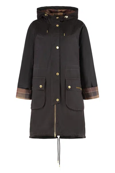 Barbour Marcy Hooded Cotton Parka In Black