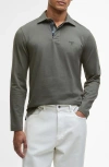 Barbour Margrove Tailored Fit Long Sleeve Cotton Polo In Gray