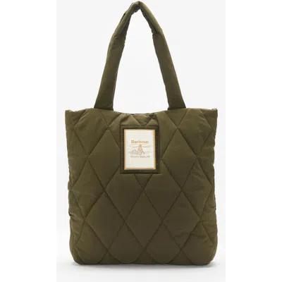 Barbour Mariah Diamond Quilted Tote Bag In Olive