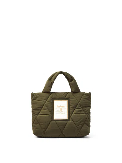 Barbour Mariah Mini Quilted Tote Bag In Green